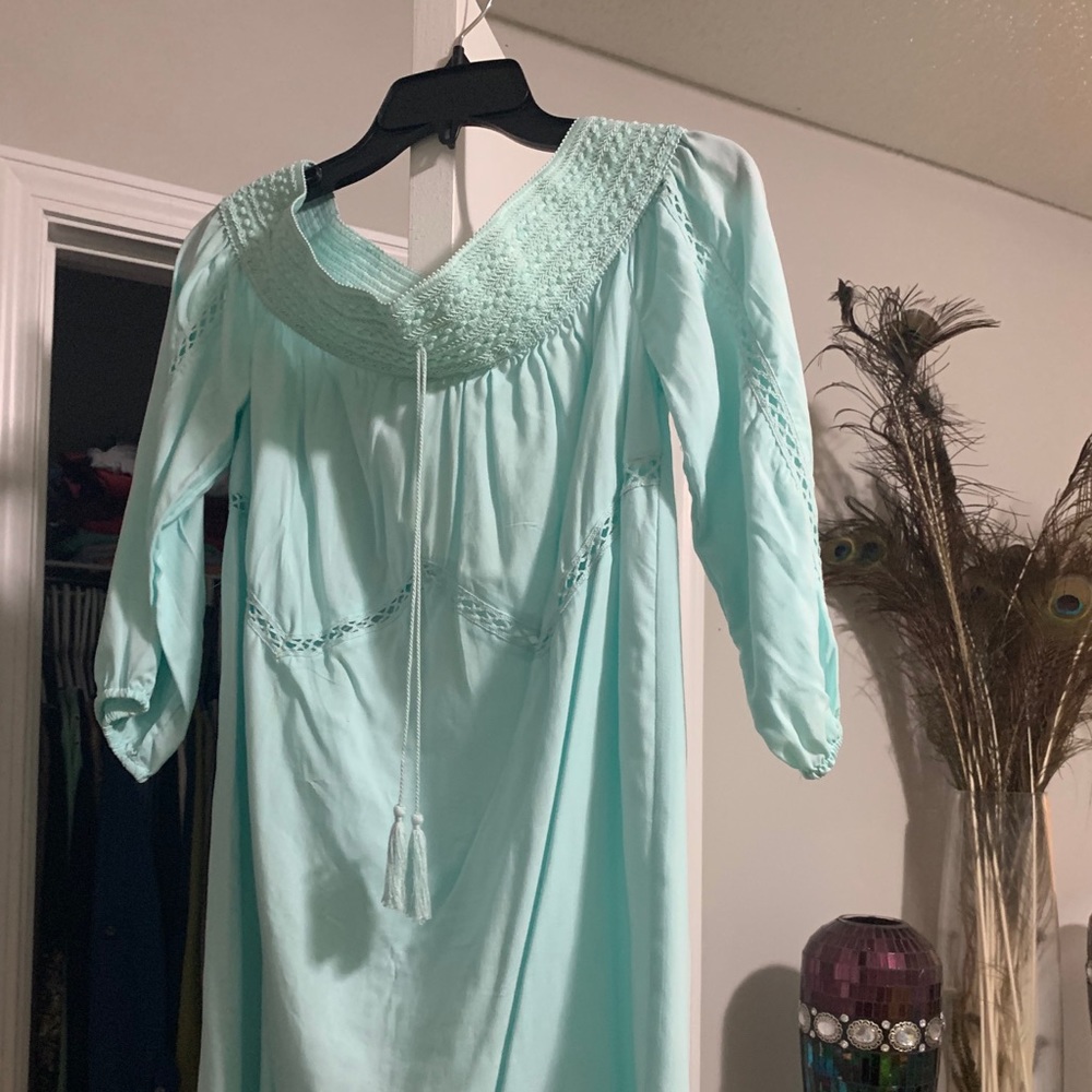 Off the Shoulder teal dress